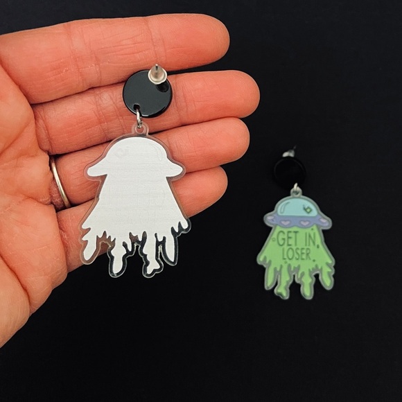 UFO “Get in Loser” Dangle Earrings - Picture 4 of 7